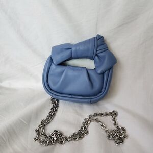 Songmont Blue Knot-Handle Leather Crossbody Bag